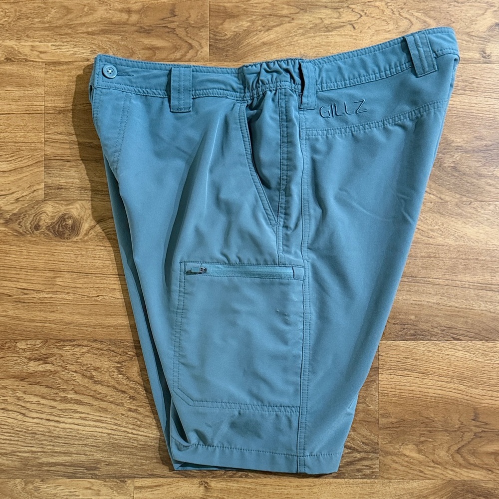 GILLZ Men Large Teal Blue Fishing 5 Pocket Zip Fly Casual Shorts - Picture 10 of 16